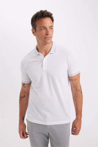 Slim Fit Dar Kesim Polo Yaka Kısa Kollu Pamuklu Tişört
