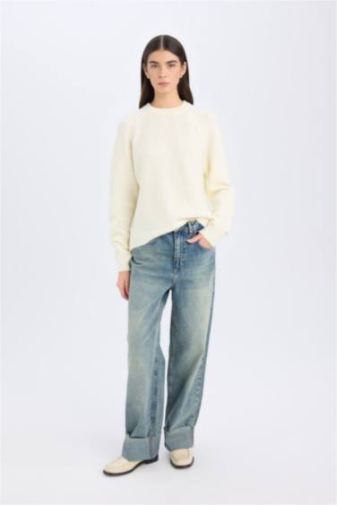 Pull Tricot Basique à Col rond et Coupe régulière