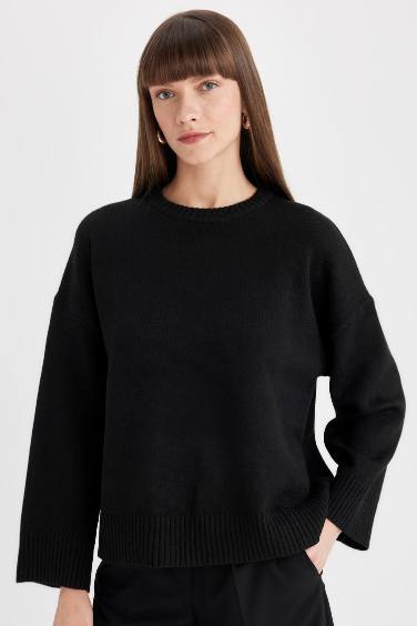 Oversize Fit Crew Neck Basic Pullover