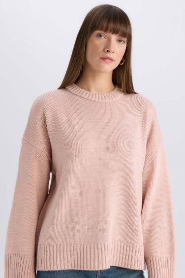 Oversize Fit Crew Neck Basic Knitwear Pullover