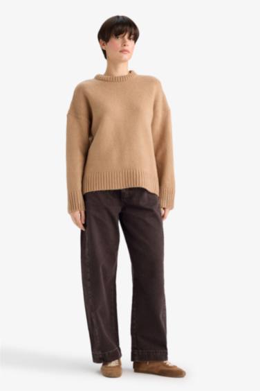 Oversize Fit Crew Neck Knitwear Pullover