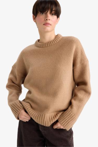 Oversize Fit Crew Neck Knitwear Pullover