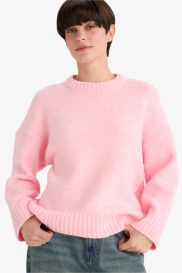 Oversize Fit Crew Neck Knitwear Pullover