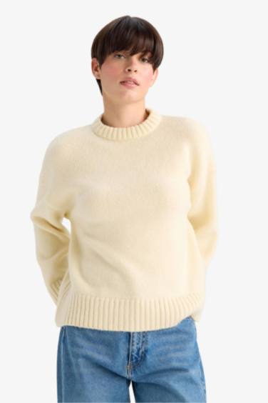 Oversize Fit Crew Neck Knitwear Pullover