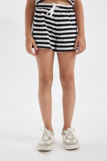 Kız Çocuk 2'li Takım Çizgili Askılı Atlet Beli Lastikli Şort