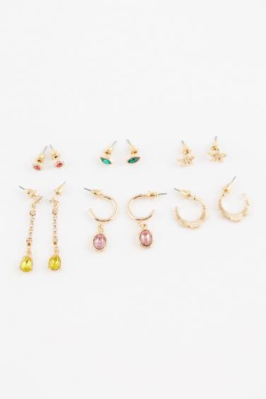 Woman 6 Piece Gold Earrings