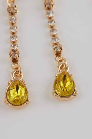 حلق حريمي ذهبي بحجر ملون - 6 قطع