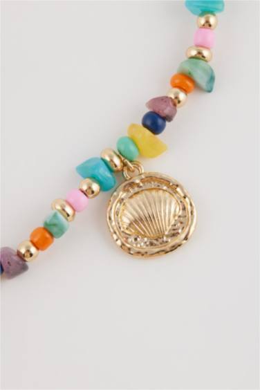 Woman 3 Piece Gold Necklace with Pearls and Seashells