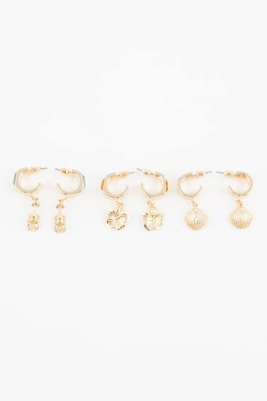 Woman 3 Piece Gold Earrings