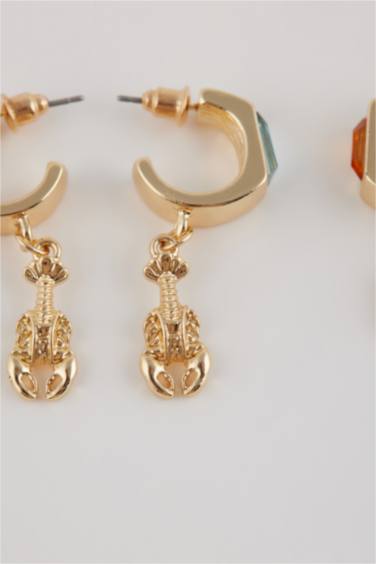 Woman 3 Piece Gold Earrings