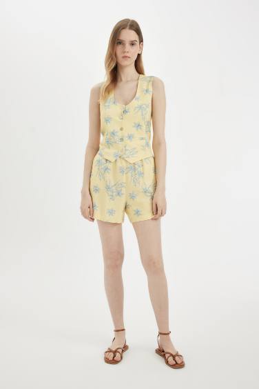 جيلي سليم فيت من كتان ممزوج برقبة V