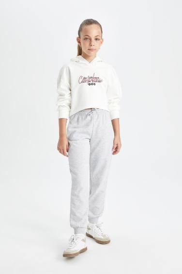 Girl Oversize Fit Hooded Printed Sweatshirt