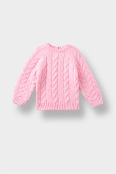 Baby Girl Crew Neck Knit Pullover