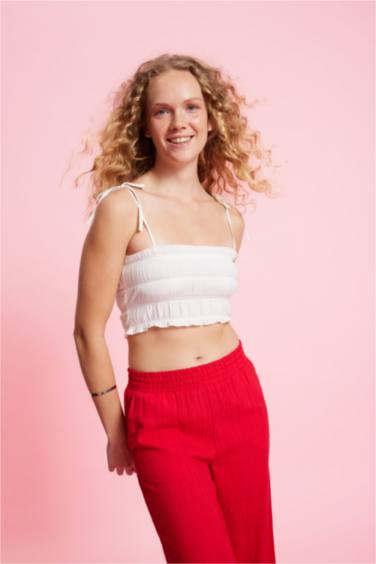 White Poplin Crop Blouse