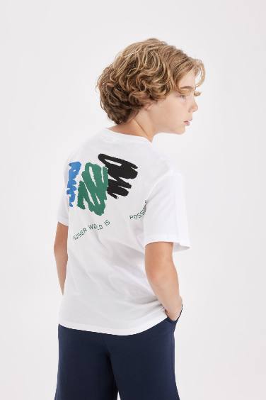 Boy Crew Neck Back Printed Short Sleeve T-Shirt