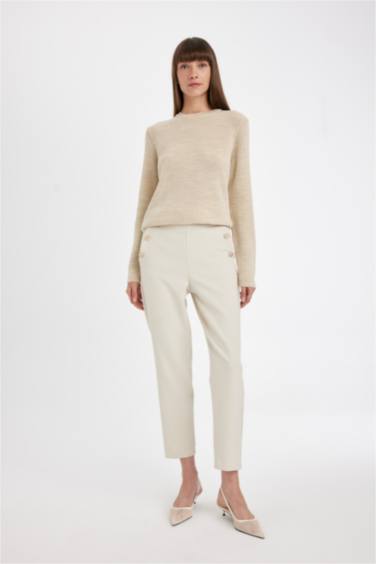 Regular Fit Crew Neck Glittery Fabric Pullover Tunic