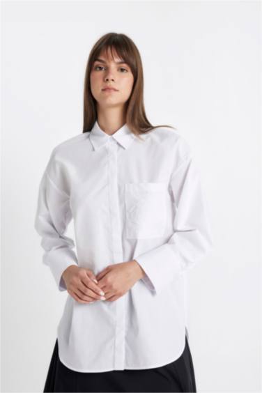 قميص طويل قصة مريحة ردن طويل