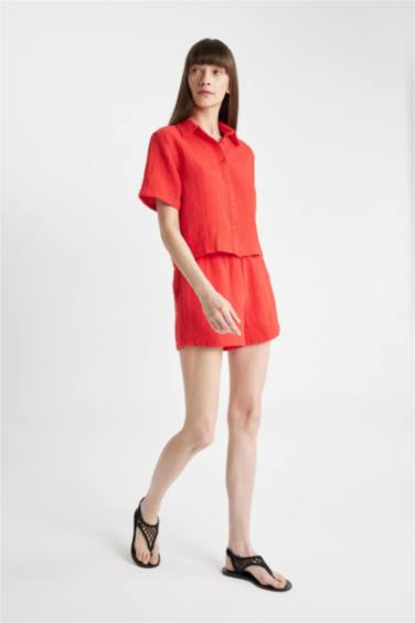 Relax Fit Muslin High Waist Short Leg Shorts