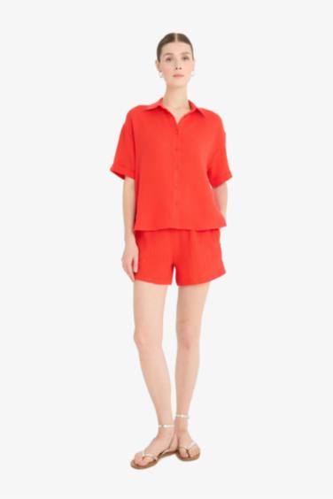 Relax Fit Muslin High Waist Short Leg Shorts