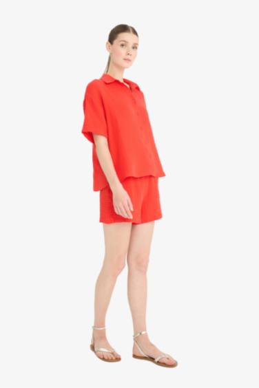 Relax Fit Muslin High Waist Short Leg Shorts