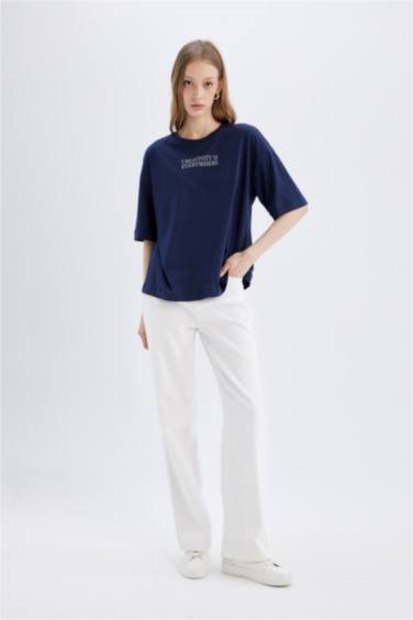 T-Shirt Oversize Imprimé Col Rond Manches Courtes