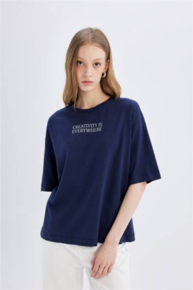 T-Shirt Oversize Imprimé Col Rond Manches Courtes