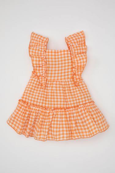 Regular Fit Plaid Short Sleeve Woven Dress