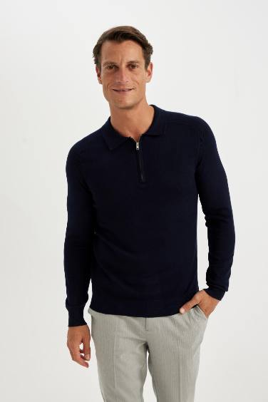 Standard Fit Polo Collar Knitwear Pullover