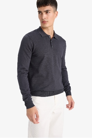 Standard Fit Polo Collar Knitwear Pullover