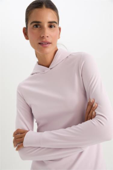 تيشيرت كم طويل سليم فيت بغطاء للرأس