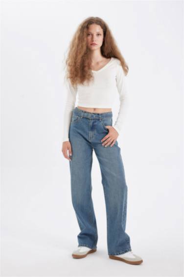 90-шы жылдардағы кең аяқ деним Шалбар