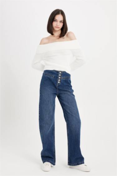 90's Wıde Leg Yüksek Bel Uzun Jean Pantolon