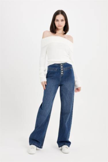 90's Wıde Leg Yüksek Bel Uzun Jean Pantolon