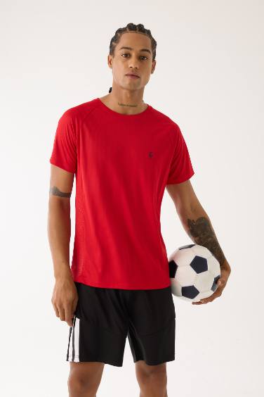 Red DeFactoFit Standard Fit Sports Short Sleeve T-Shirt