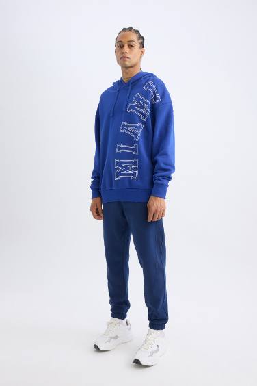 DeFactoFit NBA Miami Heat Oversize Geniş Kalıp Kapüşonlu Kalın Sweatshirt