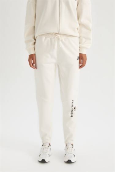 سروال قماش سميك قصة عادية بجيب مزدوج