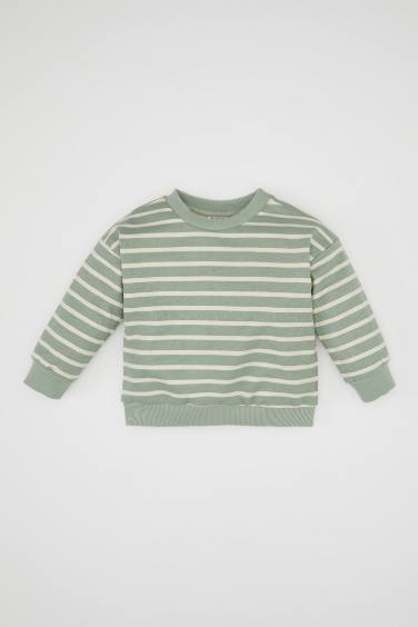 Baby Boy Crew Neck Striped Sweatshirt