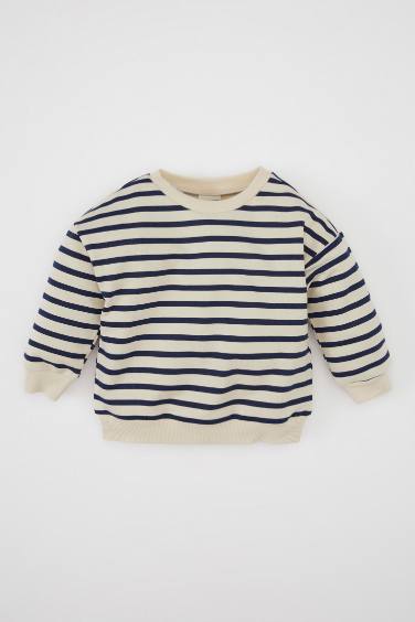 Baby Boy Crew Neck Striped Thin Sweatshirt