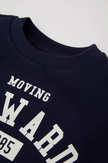 Baby Boy Slogan Printed Thin Sweatshirt Fabric 2 Piece Set