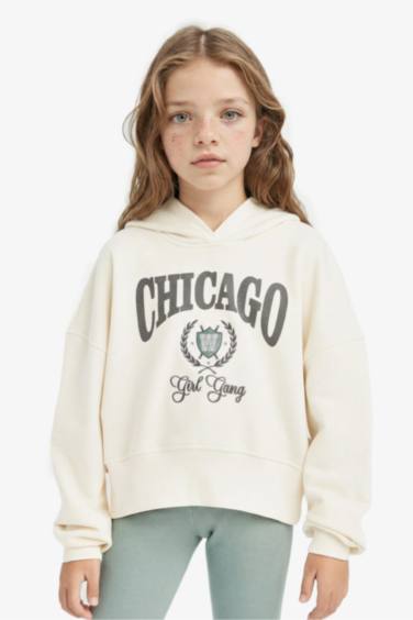 Girl Hooded Printed Pullover Leggings 2 Piece Set