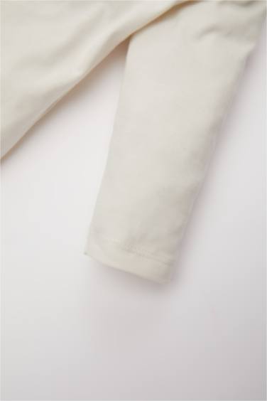 تيشيرت بيبي بناتي كم طويل قصة عادية بياقة مستديرة