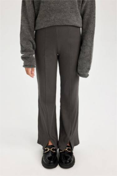 Girl Slit Standard Length Corduroy Leggings