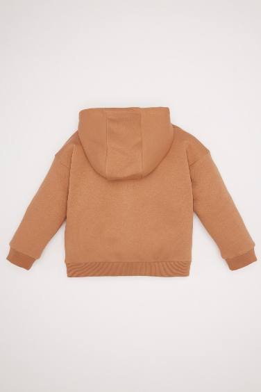 Baby Girl Hooded Basic Zippered Sweatshirt