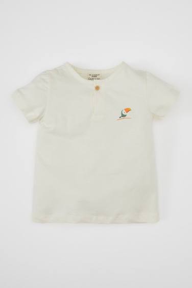 Baby Boy Palm Tree Patterned Jumpsuit T-Shirt Hat Muslin 3 Piece Set