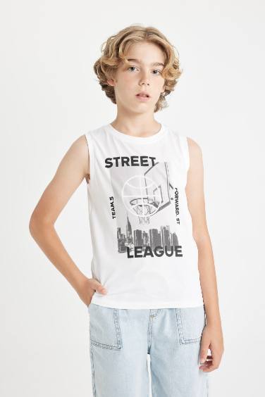 Boy Crew Neck Printed Sleeveless T-Shirt