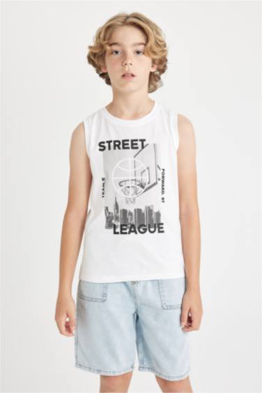Boy Crew Neck Printed Sleeveless T-Shirt