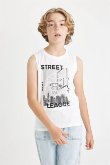 Boy Crew Neck Printed Sleeveless T-Shirt