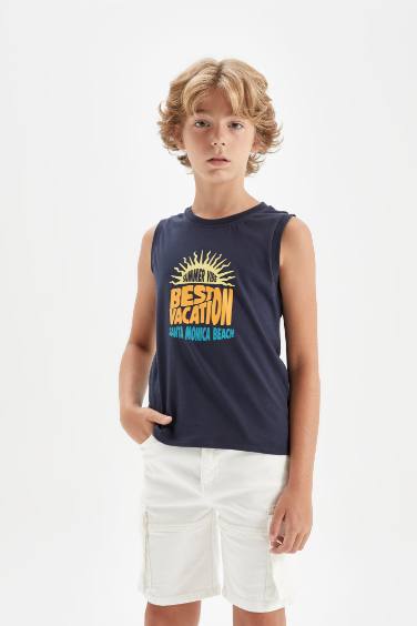 Boy Crew Neck Printed Sleeveless T-Shirt