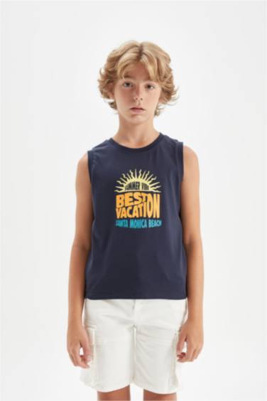 Boy Crew Neck Printed Sleeveless T-Shirt