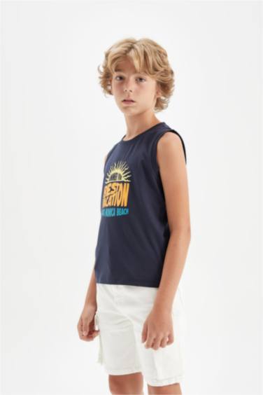 Boy Crew Neck Printed Sleeveless T-Shirt